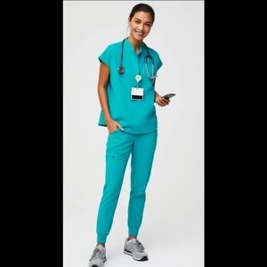 FIGS Teal Rafaela Top